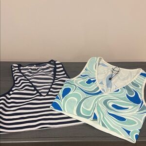 Garage Blue and Green Swirl Crop Top